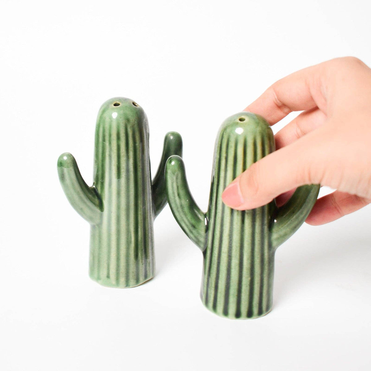 Green Cactus Salt & Pepper Shaker Set | 4 Inch