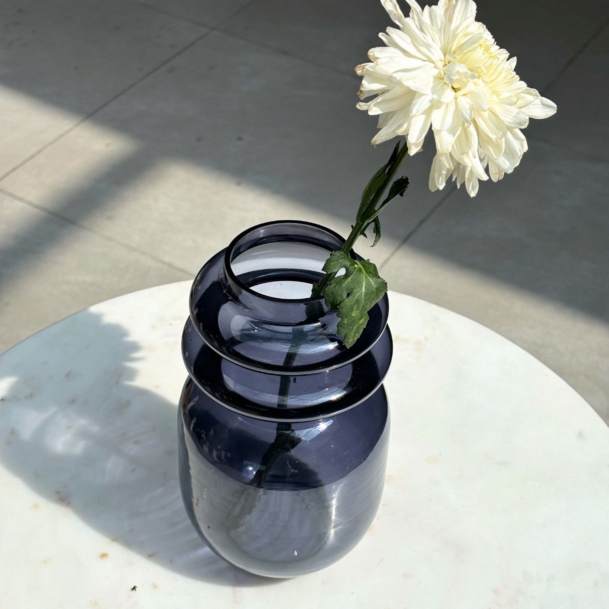 Loop Glass Vase - Slate Grey, 4.5 x 8 Inches