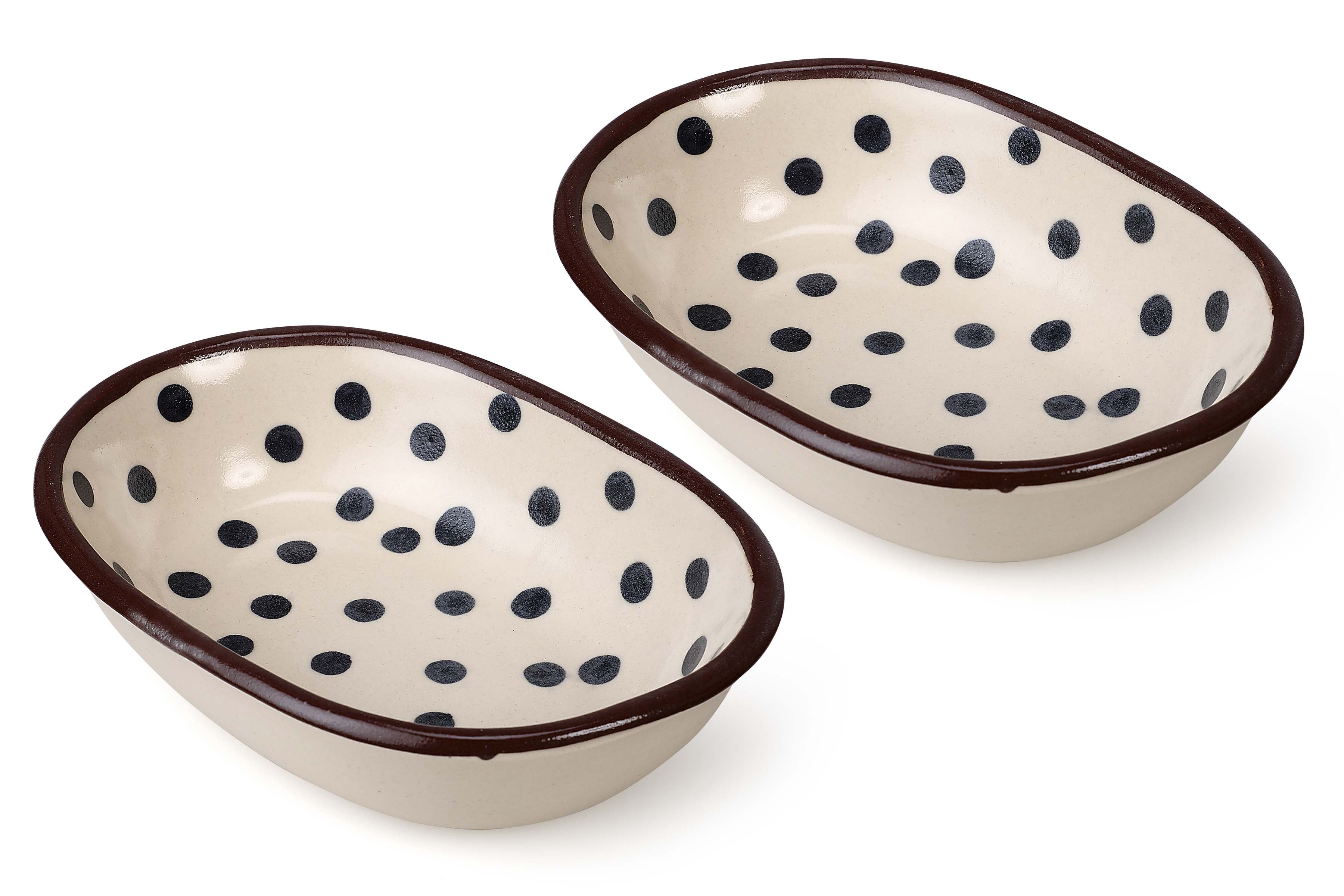 Oval Polka Dot Serving Dish_  L7.5 inch W 5inch (Set of 2)