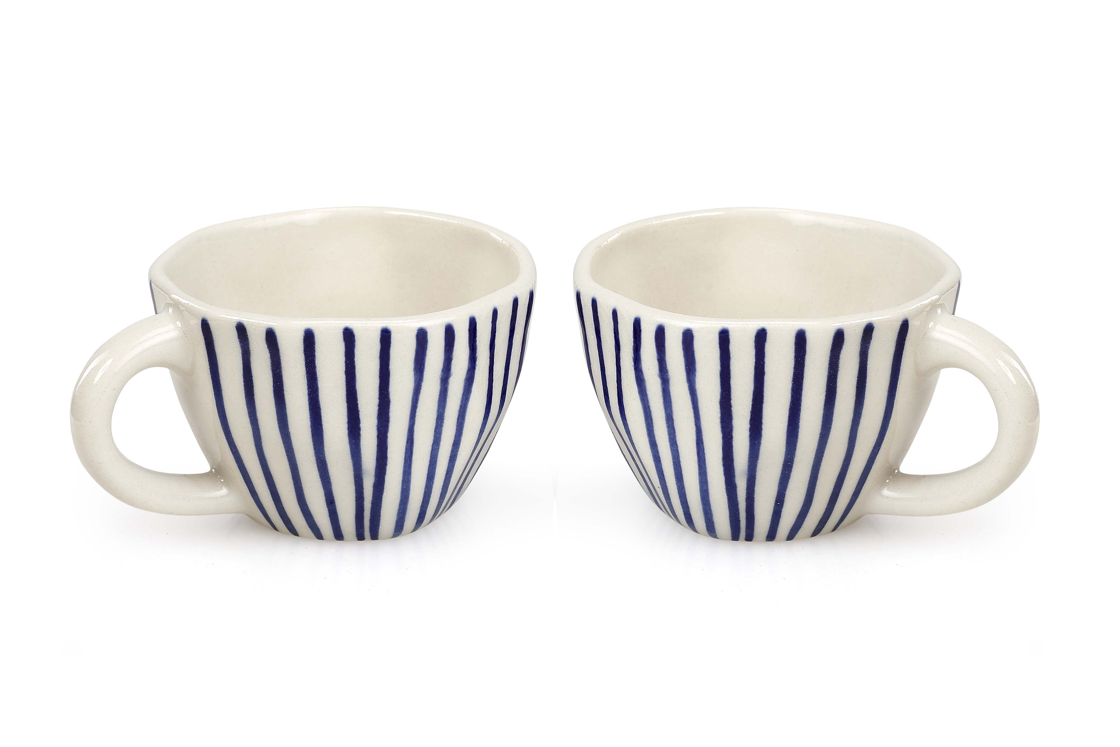Ceramic Vertical Striped Tea/Coffee Cups ( Set of 2)