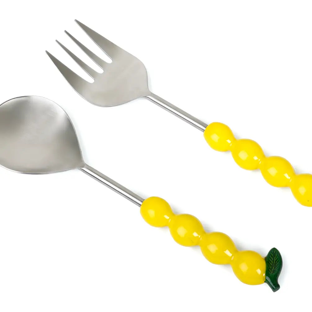 Salad Server with Lemon Handle, (Set of 2 ) - 9.5x3 Inches