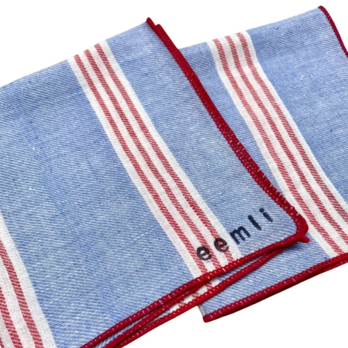 Handloom Cotton Line Bloom Kerchief 10x10 Inches (Set of 4)