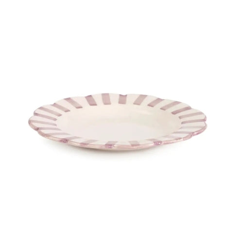 Ceramic stripe Salad Plate,Purple- 8.25 x 8.25 x 1.25 Inches
