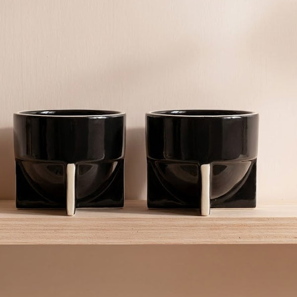 Black Pod Cappuccino Cup | Handcrafted Ceramic | Set of 2