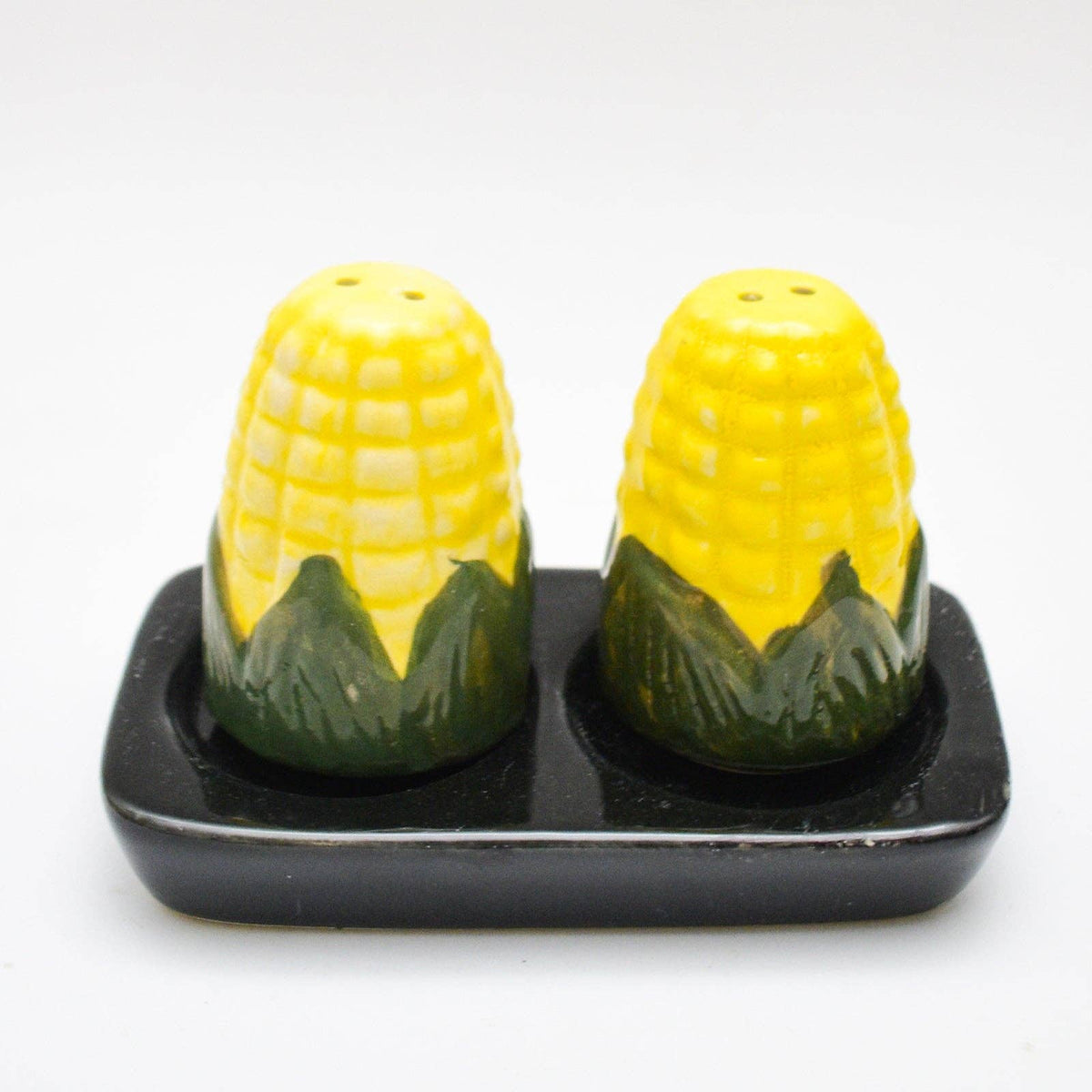 Golden Corn Salt & Pepper Shaker Set with Tray | 3 Inch - Casa Amarosa