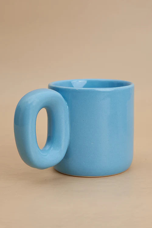 Mid Century Modern Coffee Mug, Blue - 3.2 X 3.2 Inches  (SET OF 6)