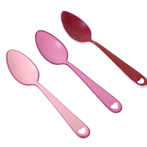 Enamel Spoon Set , Pink (Set of 3) - 5.3 x 1.3 Inches