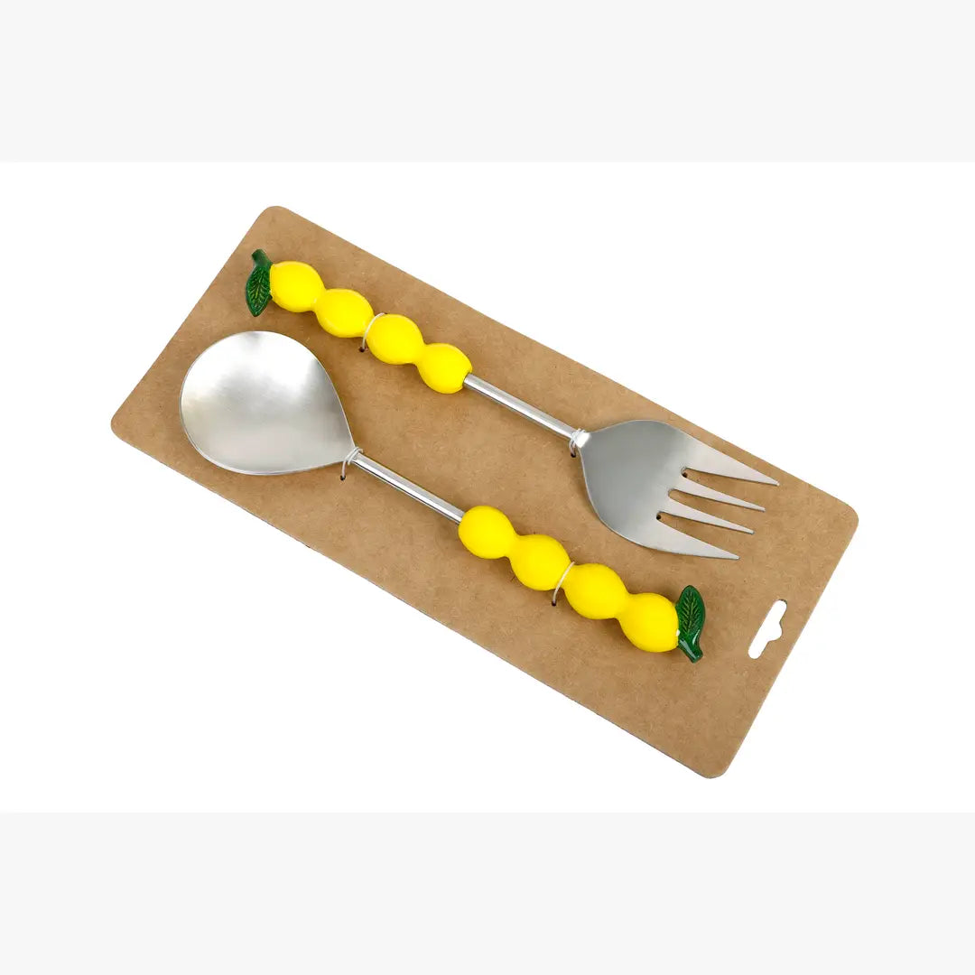 Salad Server with Lemon Handle, (Set of 2 ) - 9.5x3 Inches
