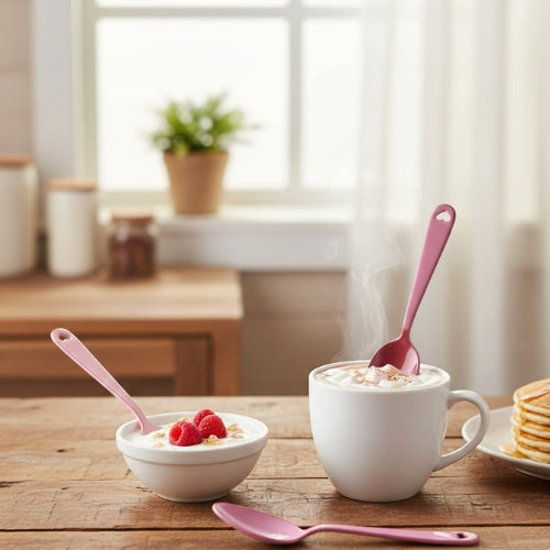 Enamel Spoon Set , Pink (Set of 3) - 5.3 x 1.3 Inches