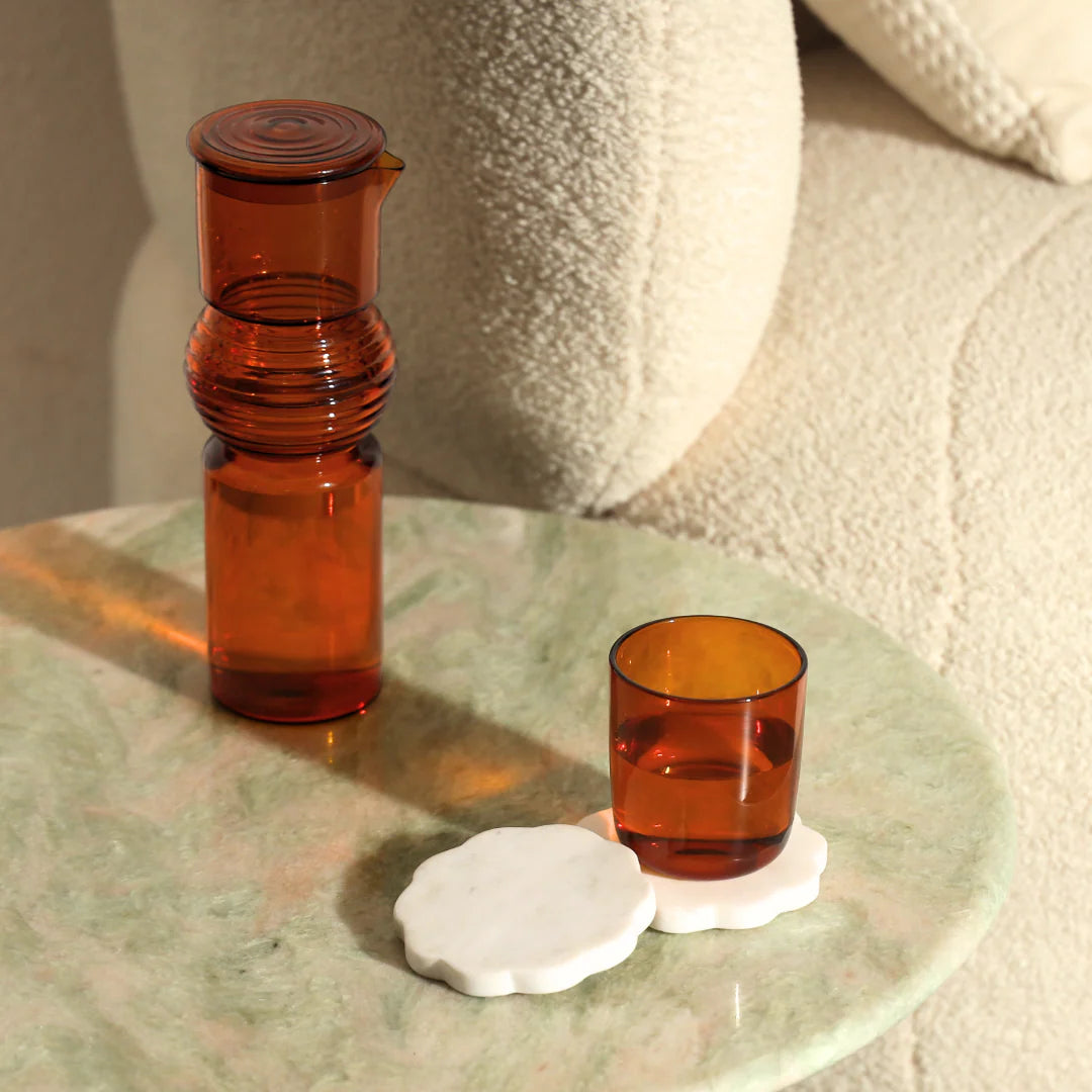 Amber Coil Glass Carafe , 9.25 x 3 Inches