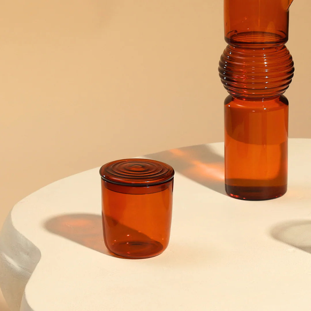 Amber Coil Glass Carafe , 9.25 x 3 Inches