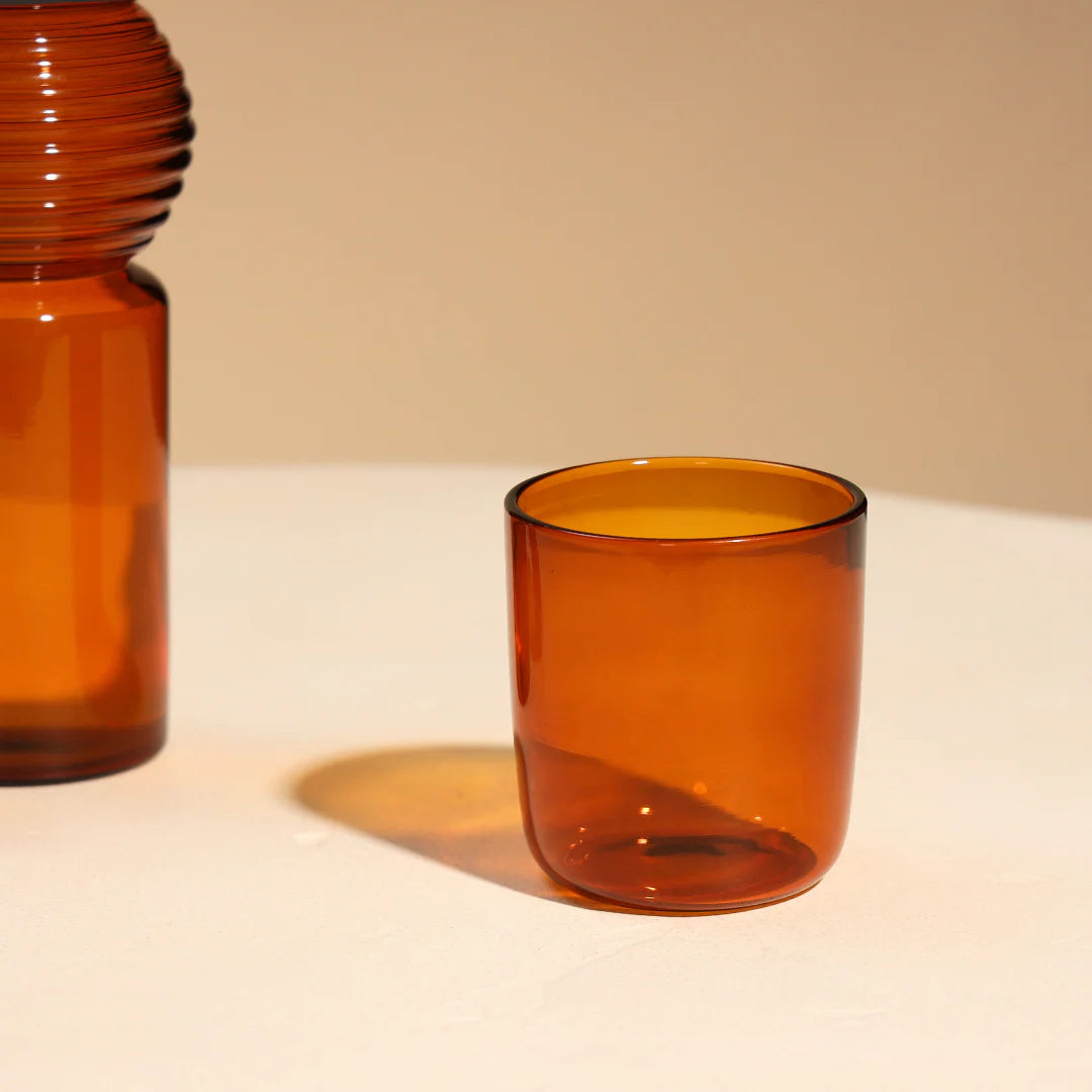 Amber Coil Glass Carafe , 9.25 x 3 Inches