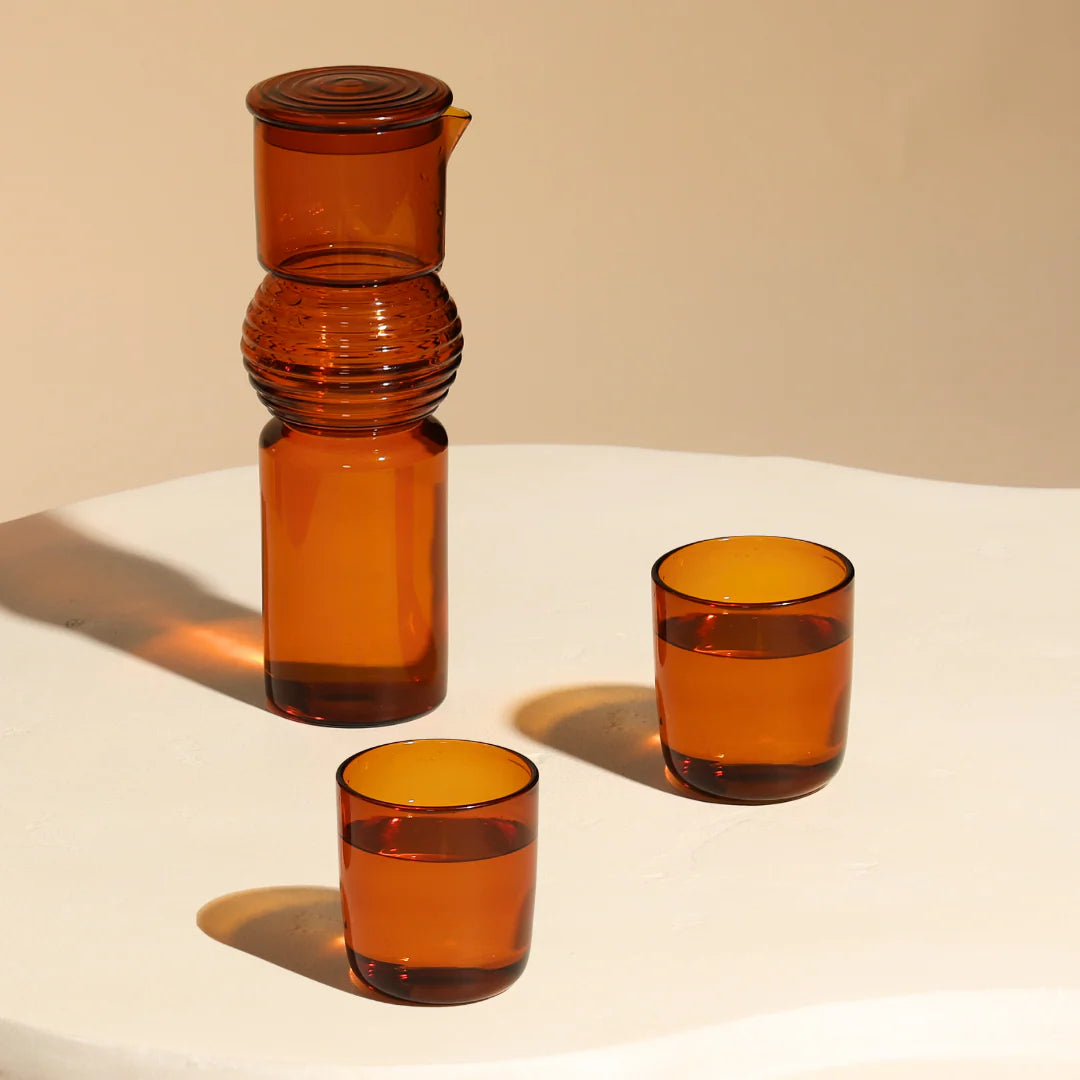 Amber Coil Glass Carafe , 9.25 x 3 Inches