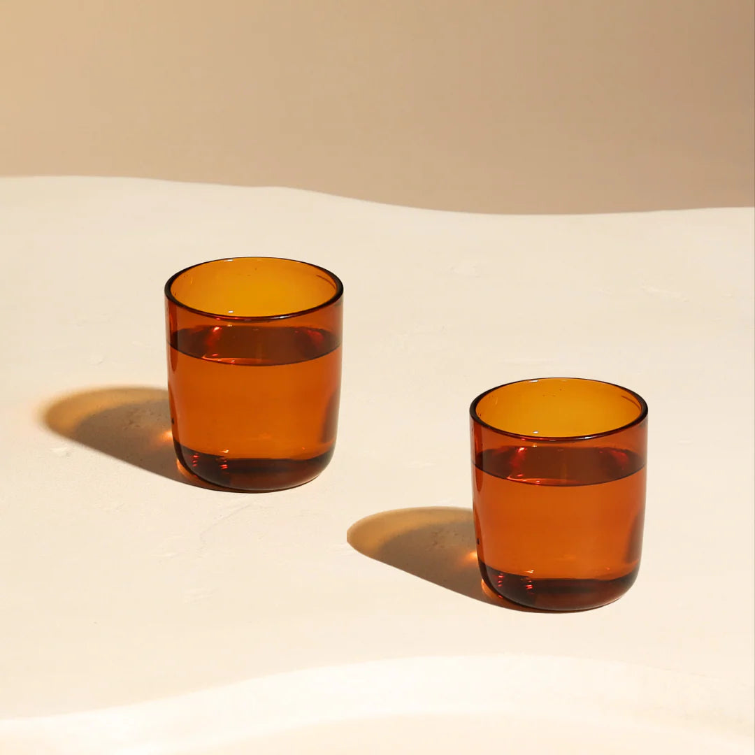Amber Coil Glass Carafe , 9.25 x 3 Inches