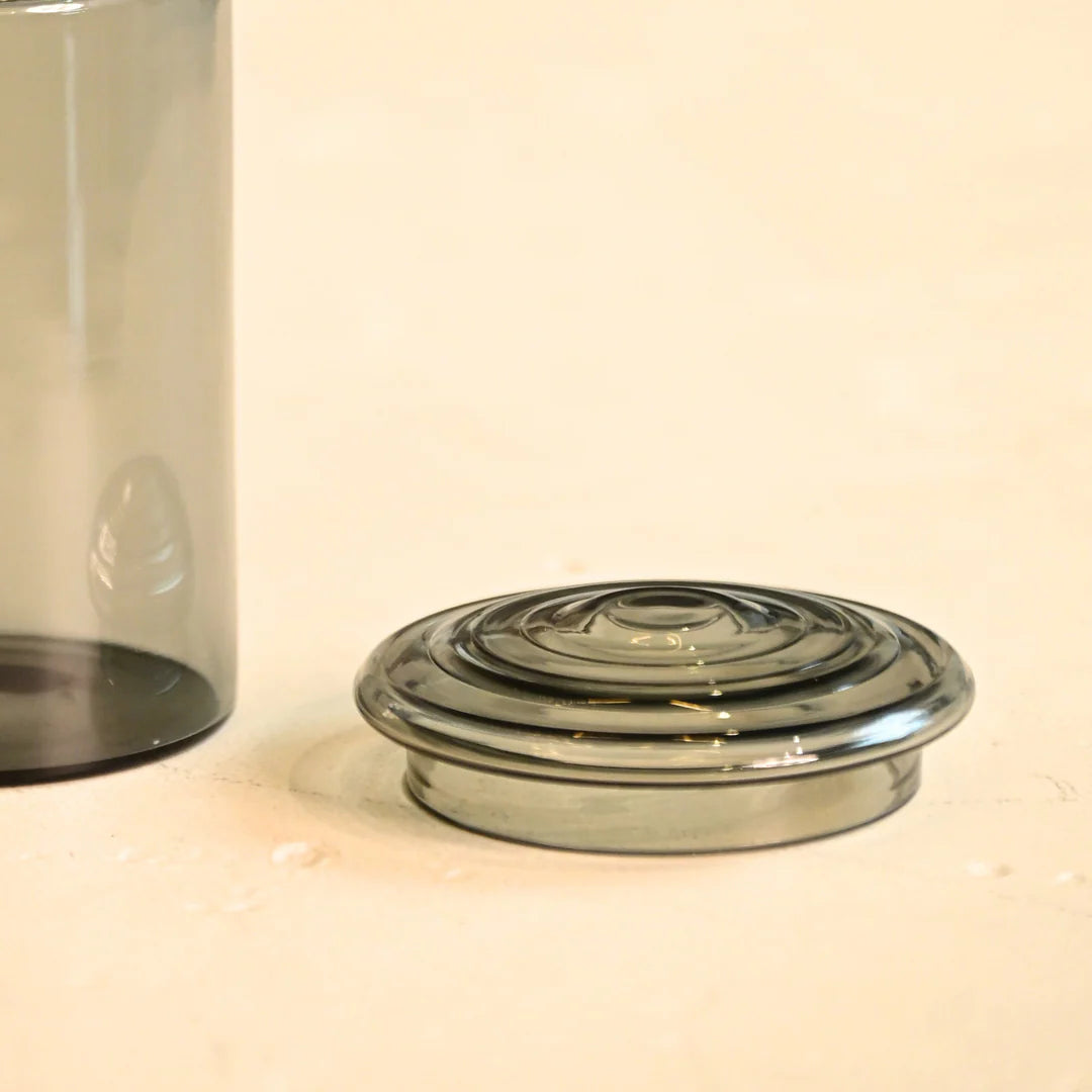 Slate Grey Coil Glass Carafe , 9.25 x 3 Inches