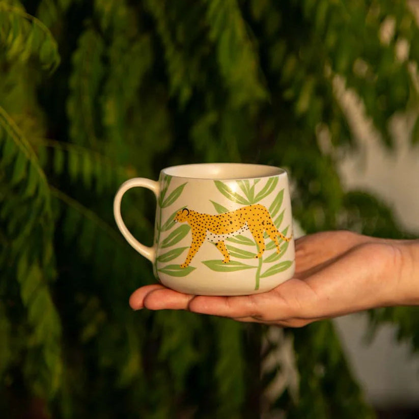 Ceramic Coffee Mug with Cheetah Print - 3.5 x 3 Inches