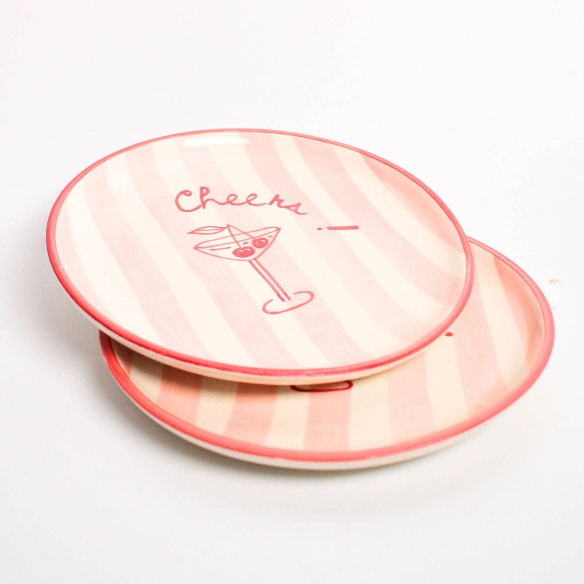 Cheers Ceramic Dessert Plate | Hand-Painted  | 7.5 Inch  | Set Of 2