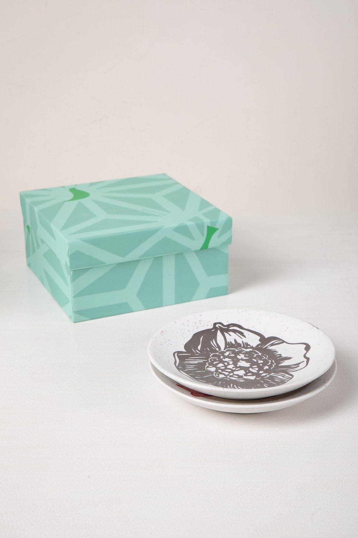 Charcoal Kuru Snack Plate | Ceramic Decal Printed | Set Of 2