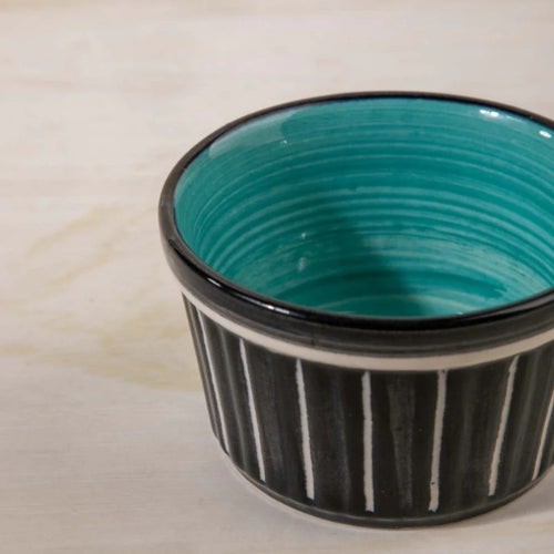 Color Pop Black And Mint Ceramic Ramekin (Set Of 2) 3.5x3.5x2 Inches