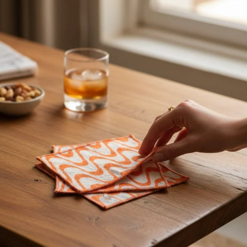 Hand Block Printed Tipple Toppers Cocktail Napkin 5x5 Inches (Set of 4)