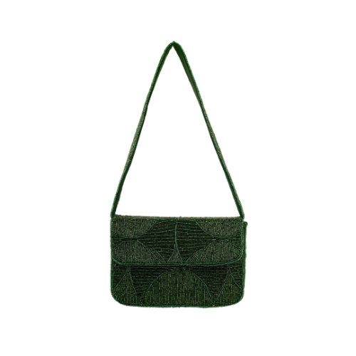 Evergreen Luxe Beaded Purse - 7.5 x 5 Inches