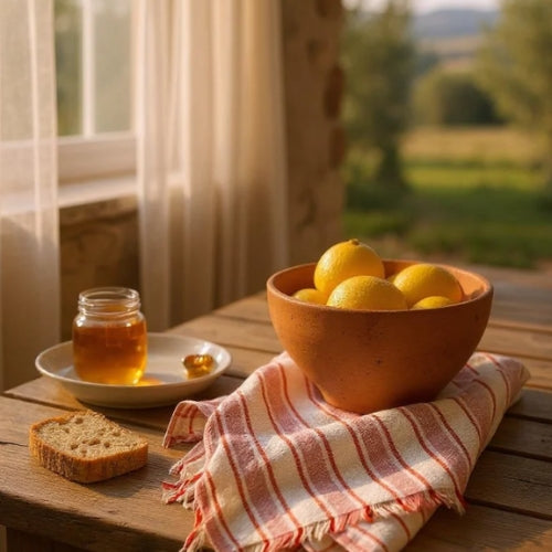 Handloom Cotton Plate Pat Tea Towel 16x21 Inches