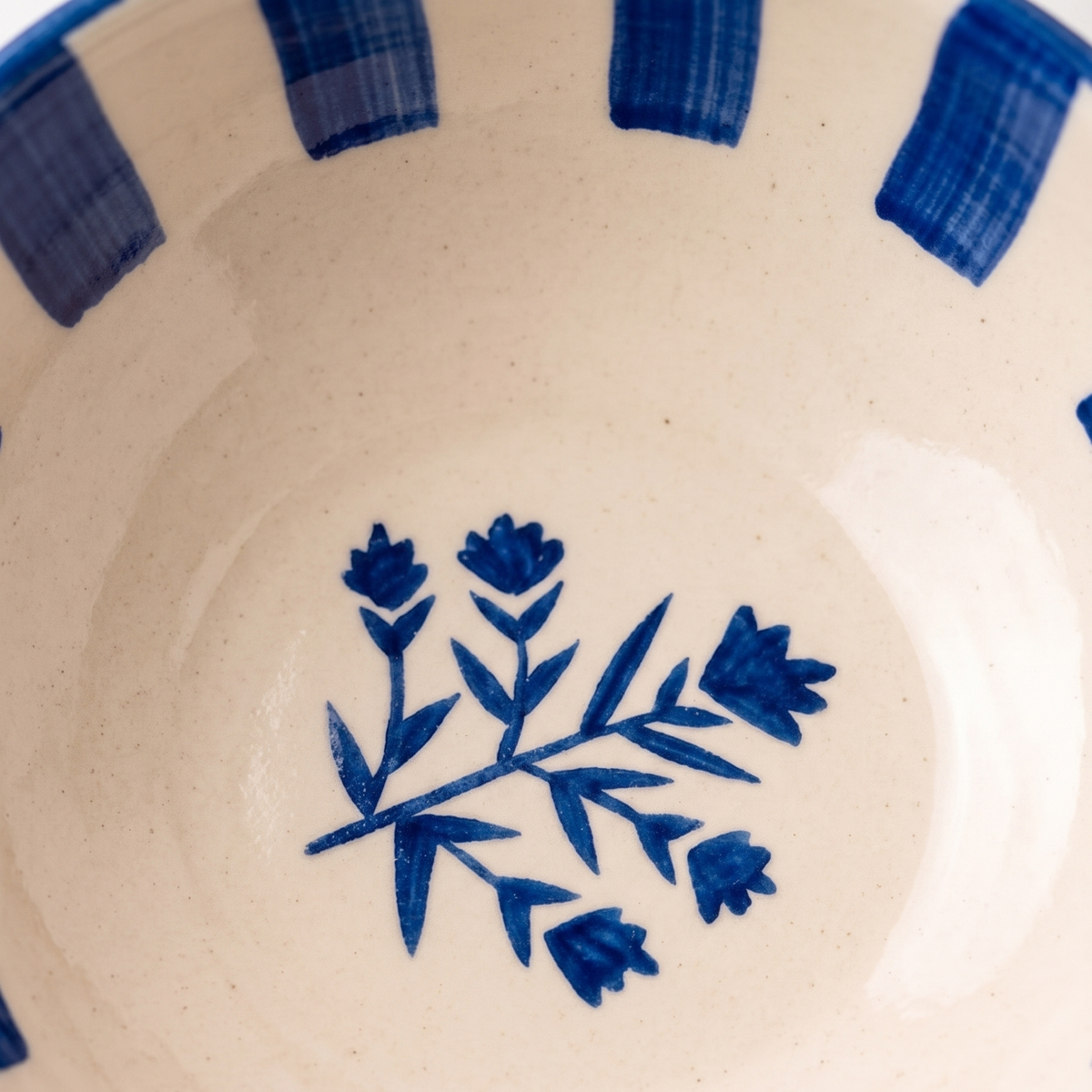 Striped Blue Floral Serving Bowl | Set Of 2