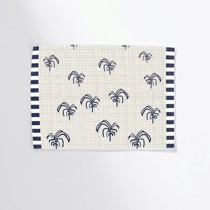 Beige Nu Palms Mat, Set of 4 | Cotton Canvas | 13x18 In