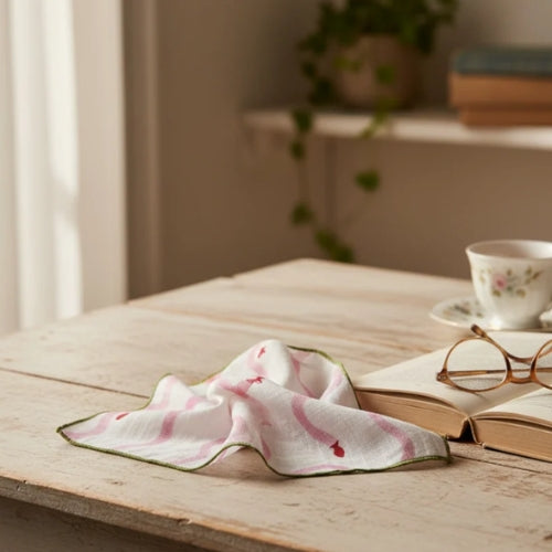 Slub Cotton Fin & Flow Kerchief 10x10 Inches (Set of 4)