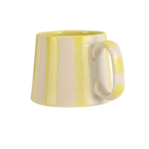 Ceramic Yellow Stripe  Coffee cup- 220ml (SET OF 4)