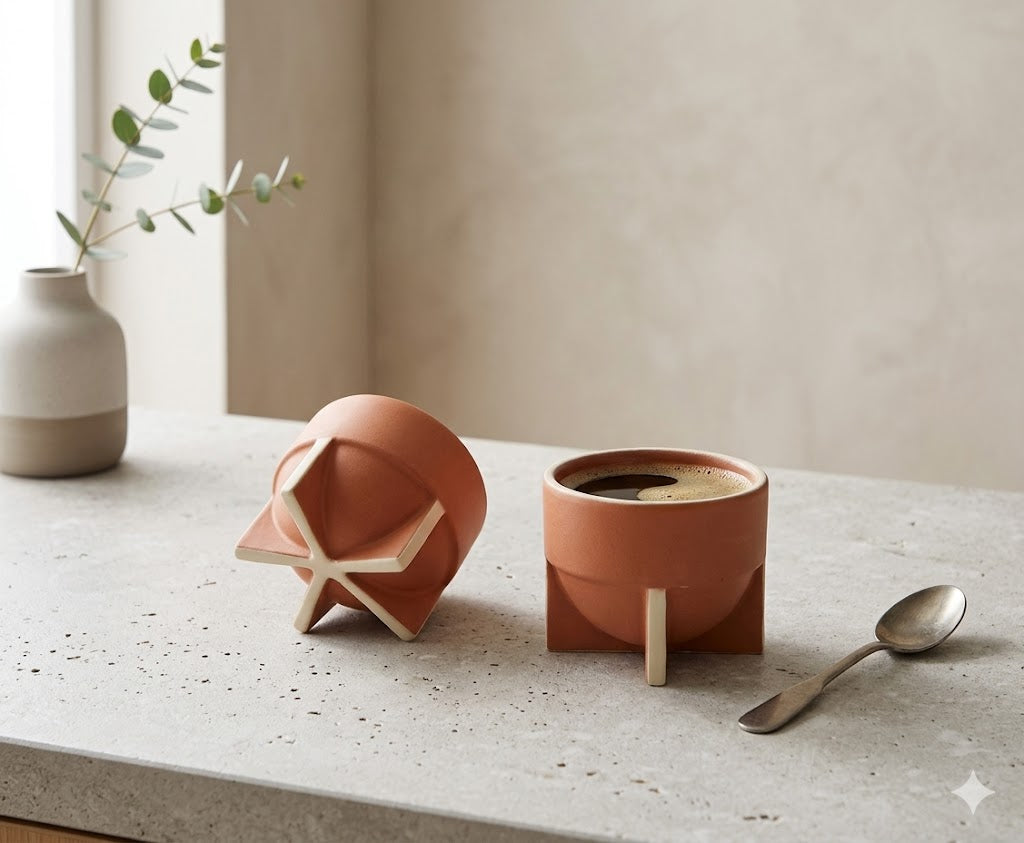 Tan Pod Cappuccino Cup | Handcrafted Ceramic | Set of 2