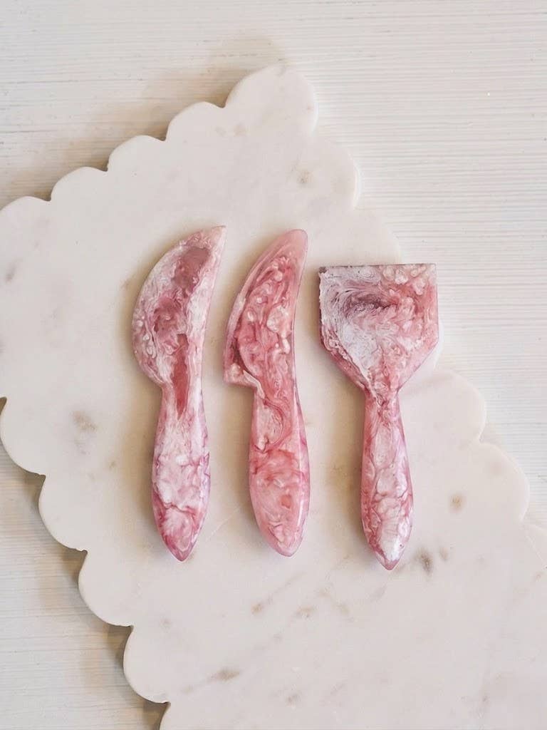 Pink Resin Cheese Knife Set of 3 - Casa Amarosa