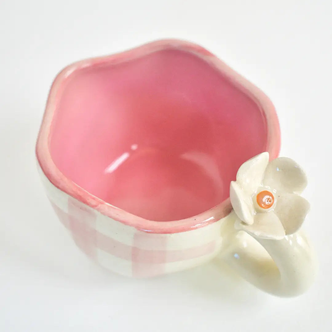 Handmade Ceramic Cups - Daisy (Pink), 200ml (Set of 2)
