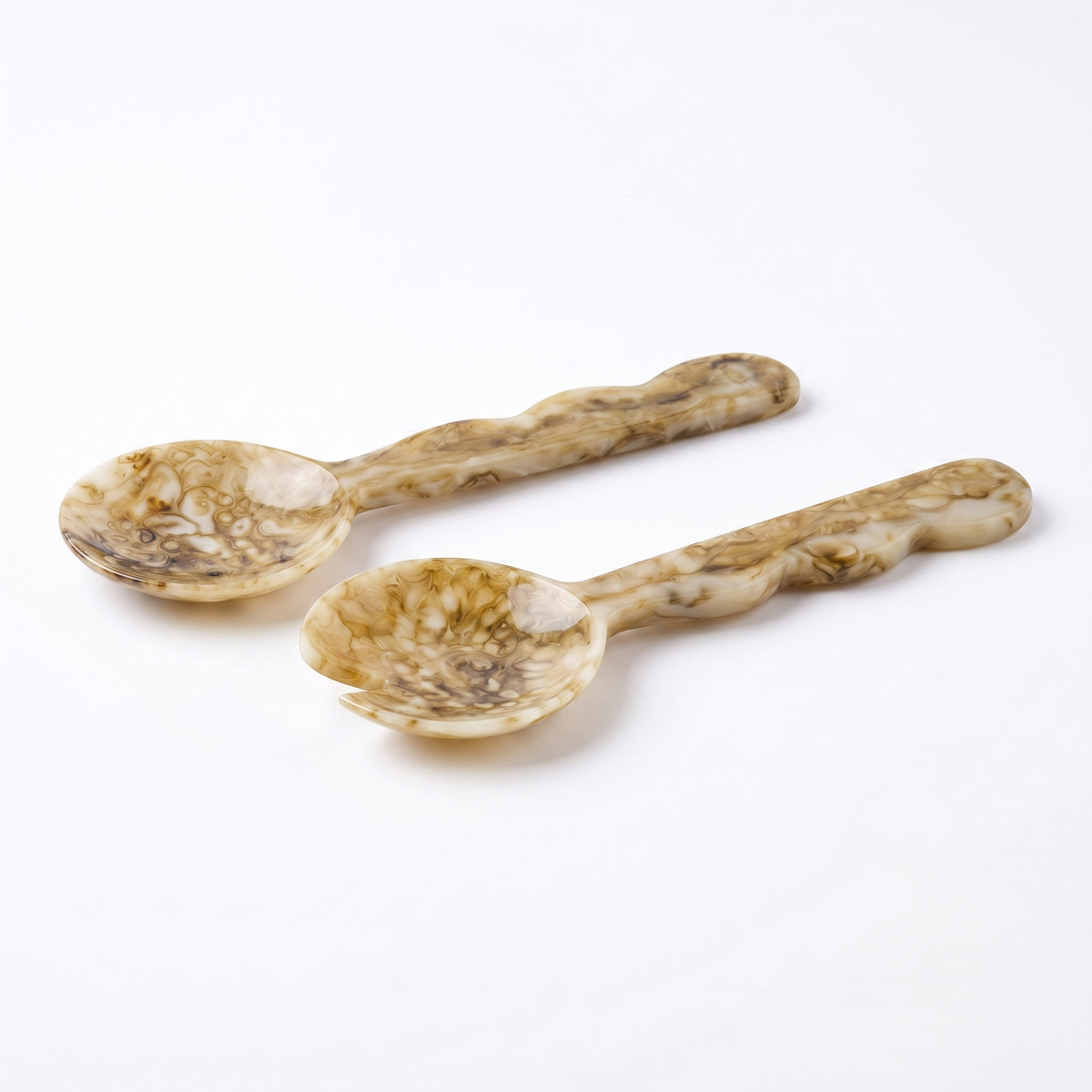 Brown Salad Server Set | Hand-Poured Resin | 11 Inch