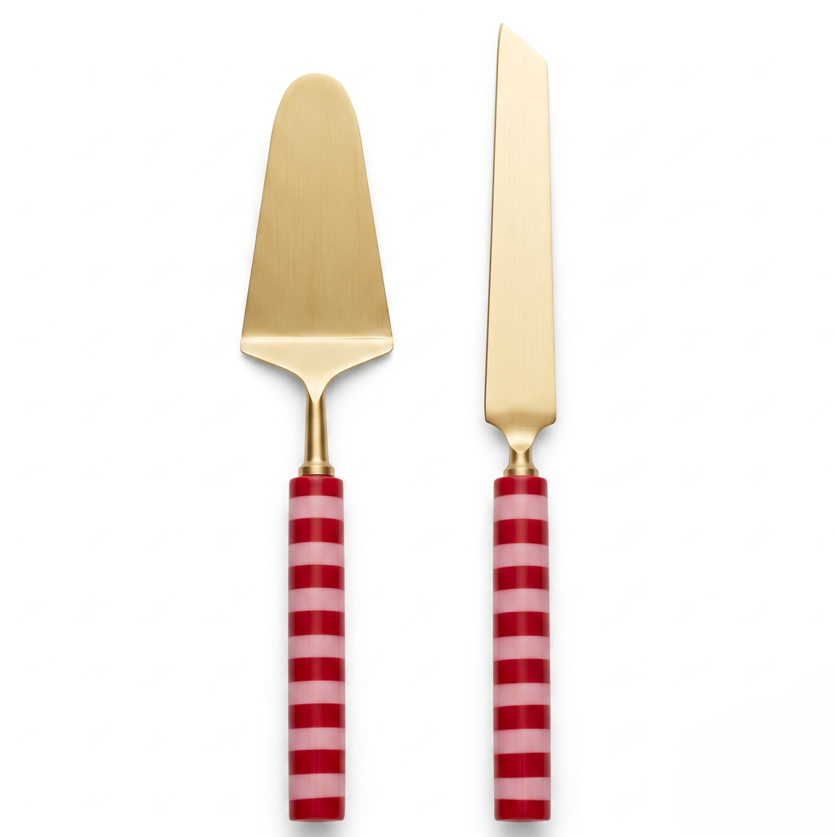 Red & Pink Stripe Cake Knife Set | Resin Handle | Set Of 2 - Casa Amarosa