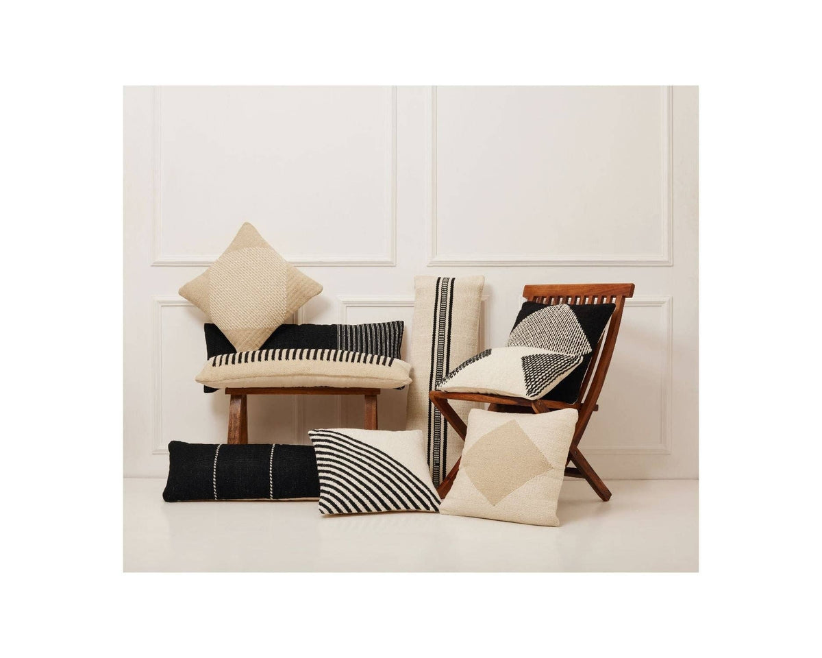 Diagonal Stripe Wool Pillow | Biscotti | Without Filler