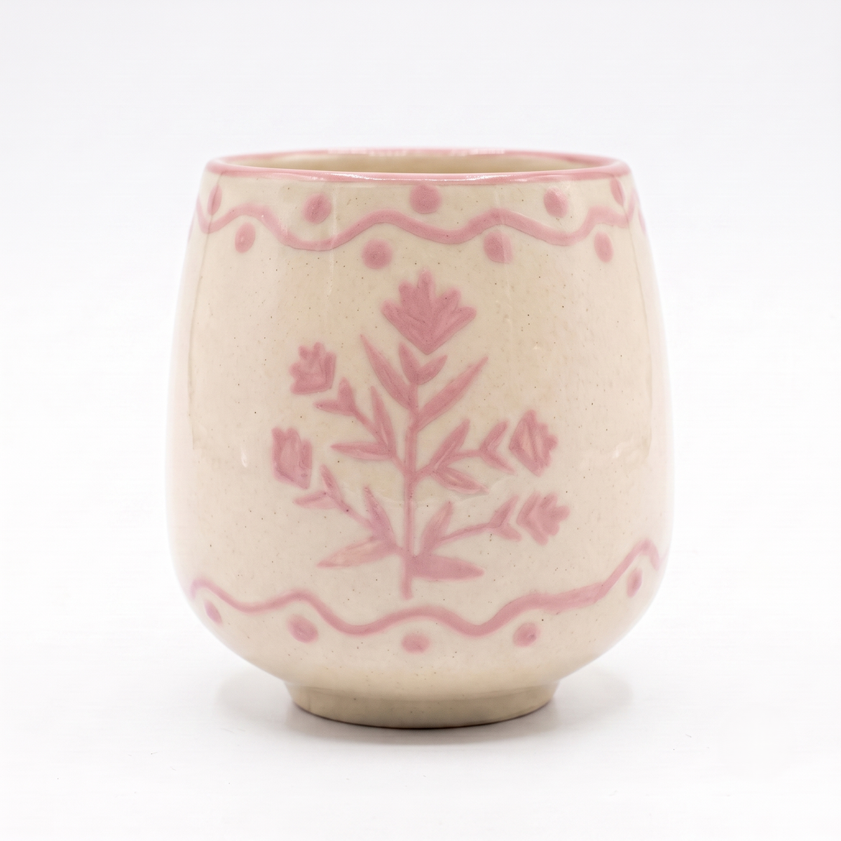 Pink Drinking Cup  | Hand-Painted Ceramic | 3 Inch - Casa Amarosa