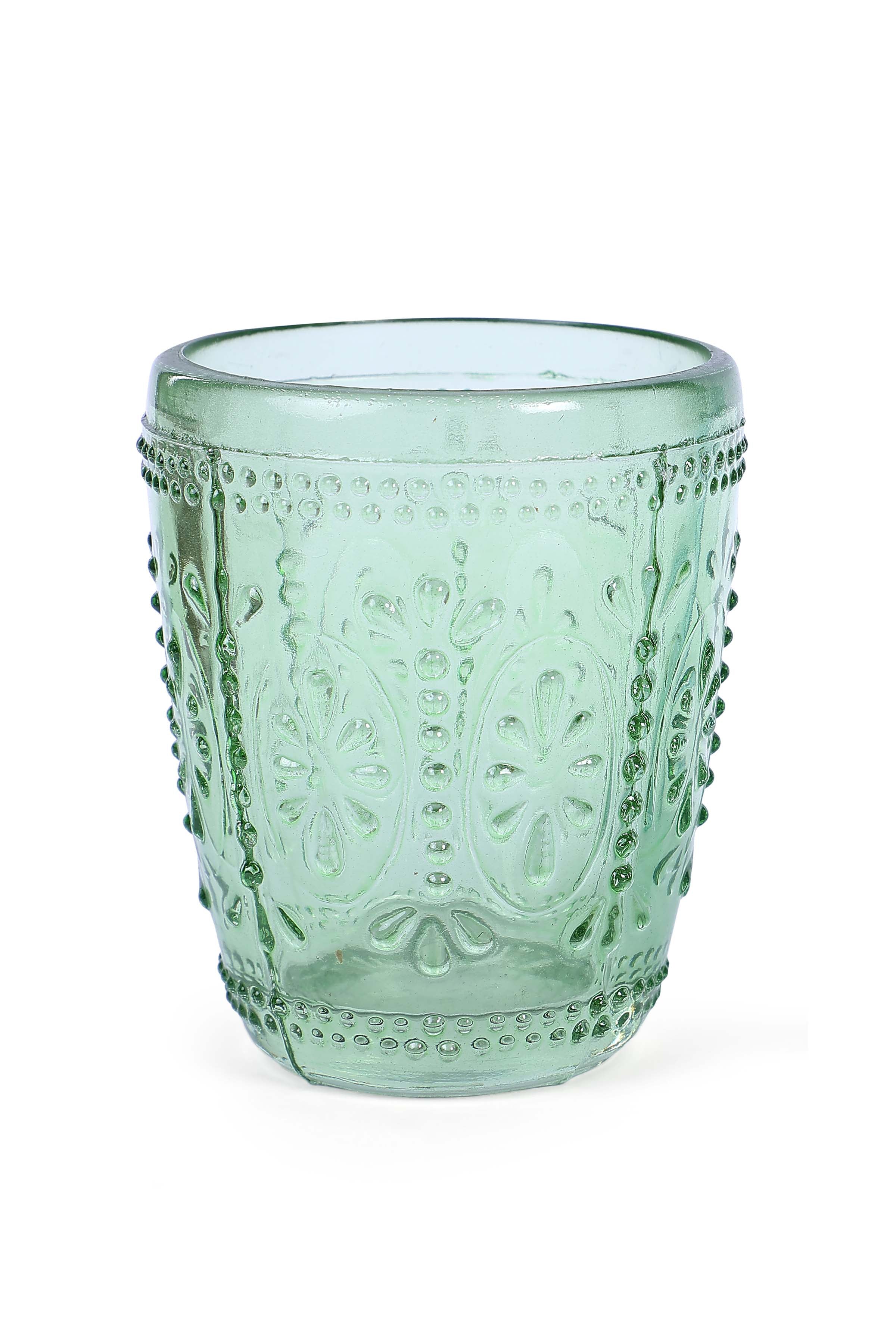 Vintage Crystal Coloured Drinking Glass, Green (Set of 4)