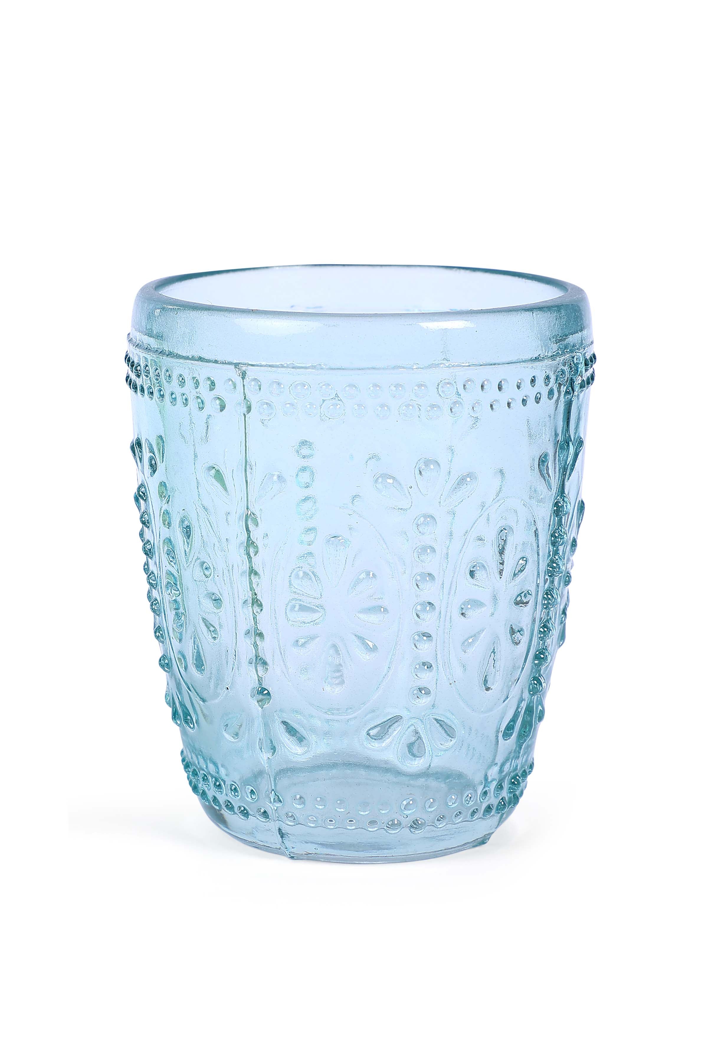 Vintage Crystal Coloured Drinking Glass, Blue (Set of 4)