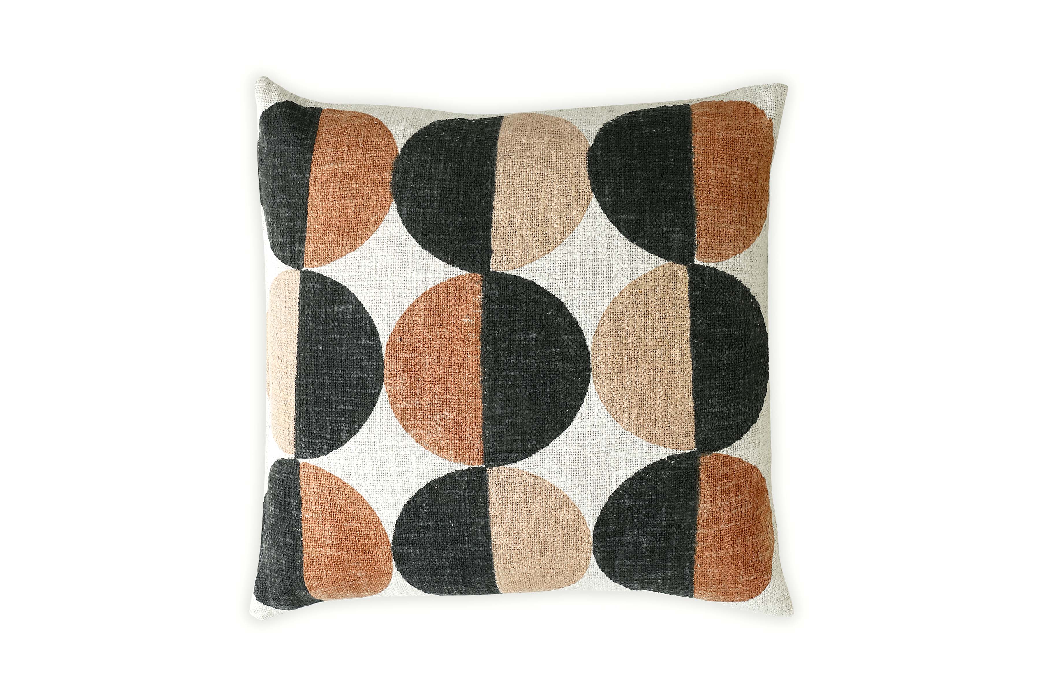 Geo Shapes Handcrafted Throw Pillow, Earth - 18x18 inch Without Filler