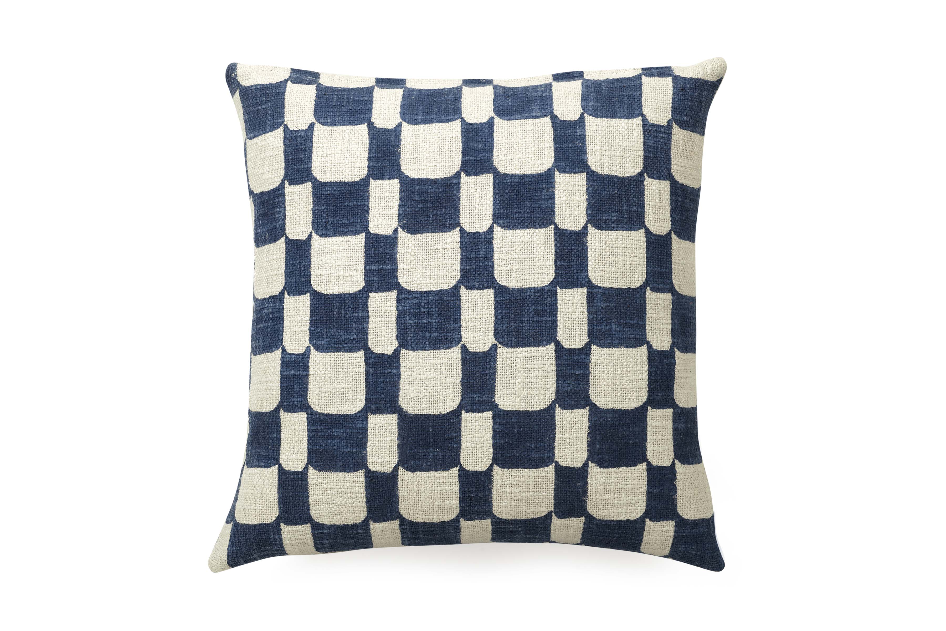 Blue Block Print Pillow Cover 18x18