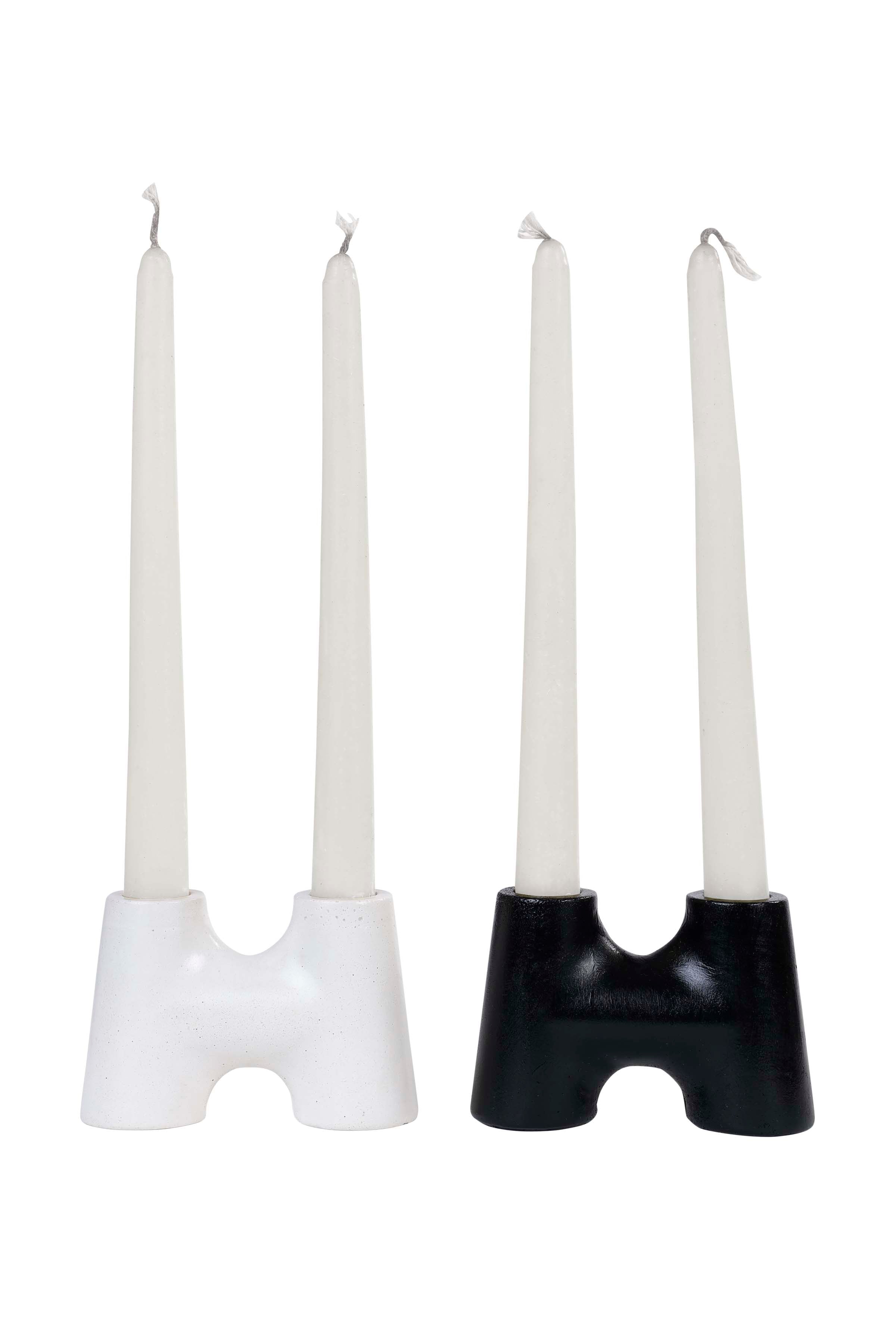 "H" Style  Nordic Concrete Candle Holder - Black (Set of 2)