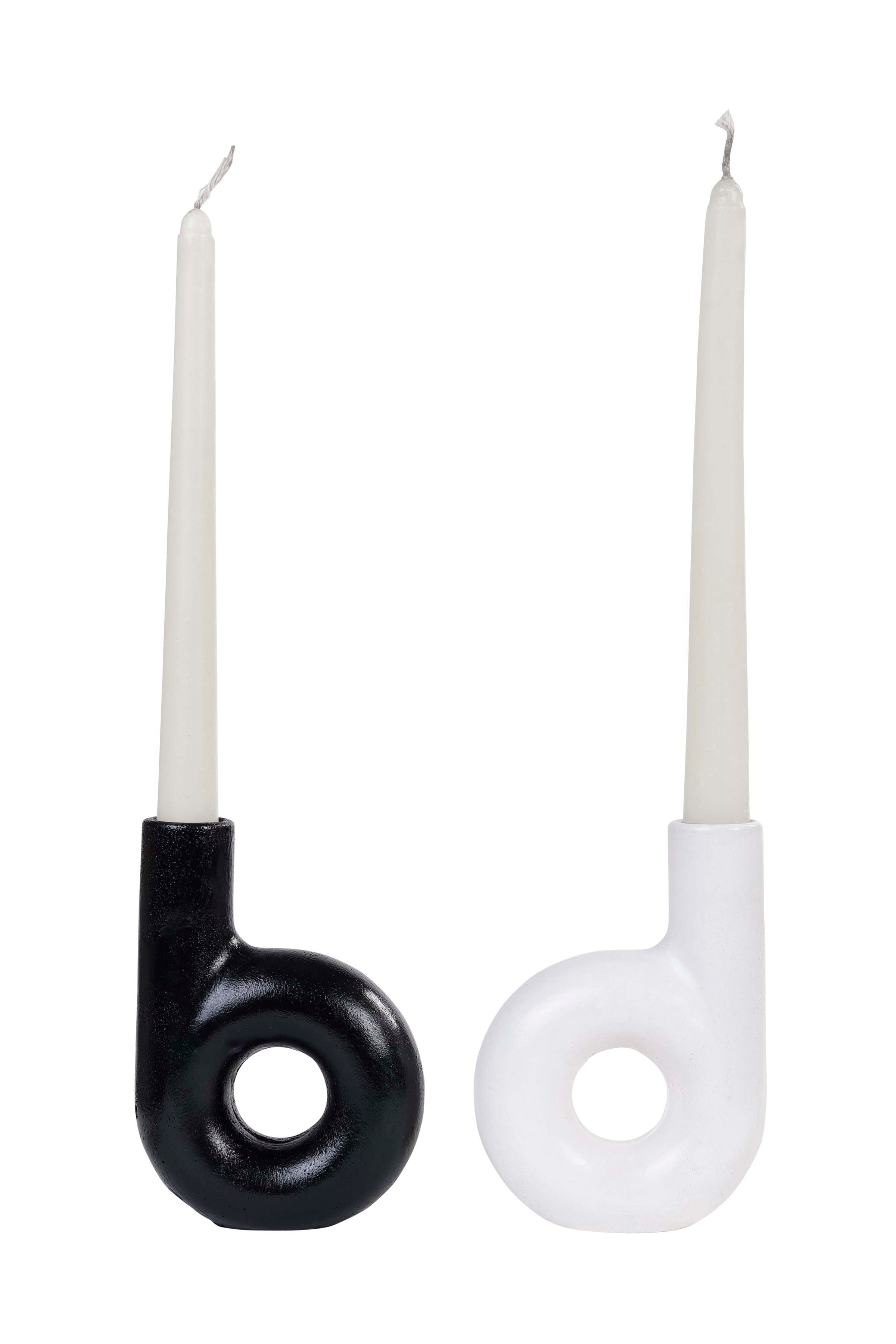 "D" Style Nordic Concrete Candle Holder - Black (Set of 2)