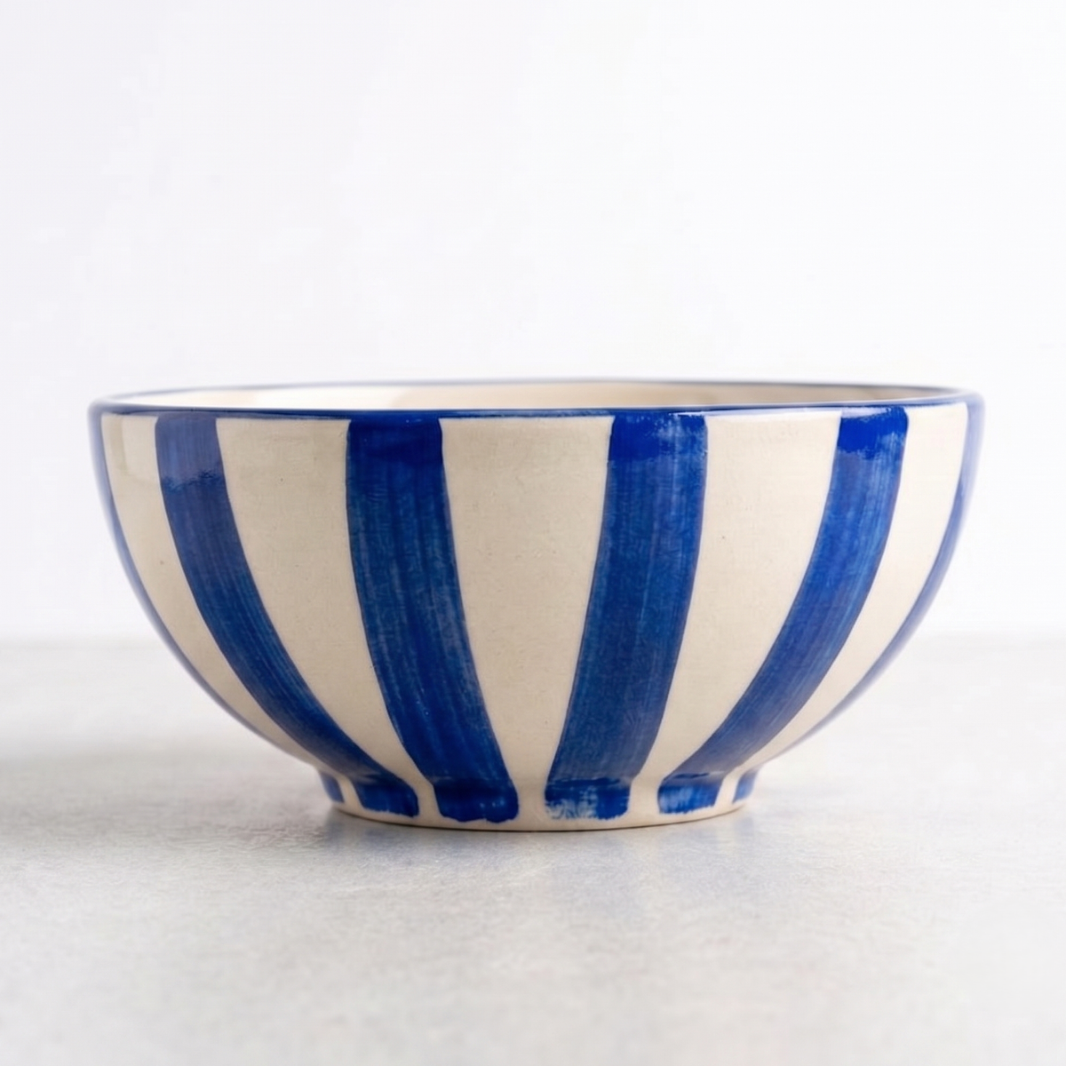 Striped Blue Floral Serving Bowl | Set Of 2