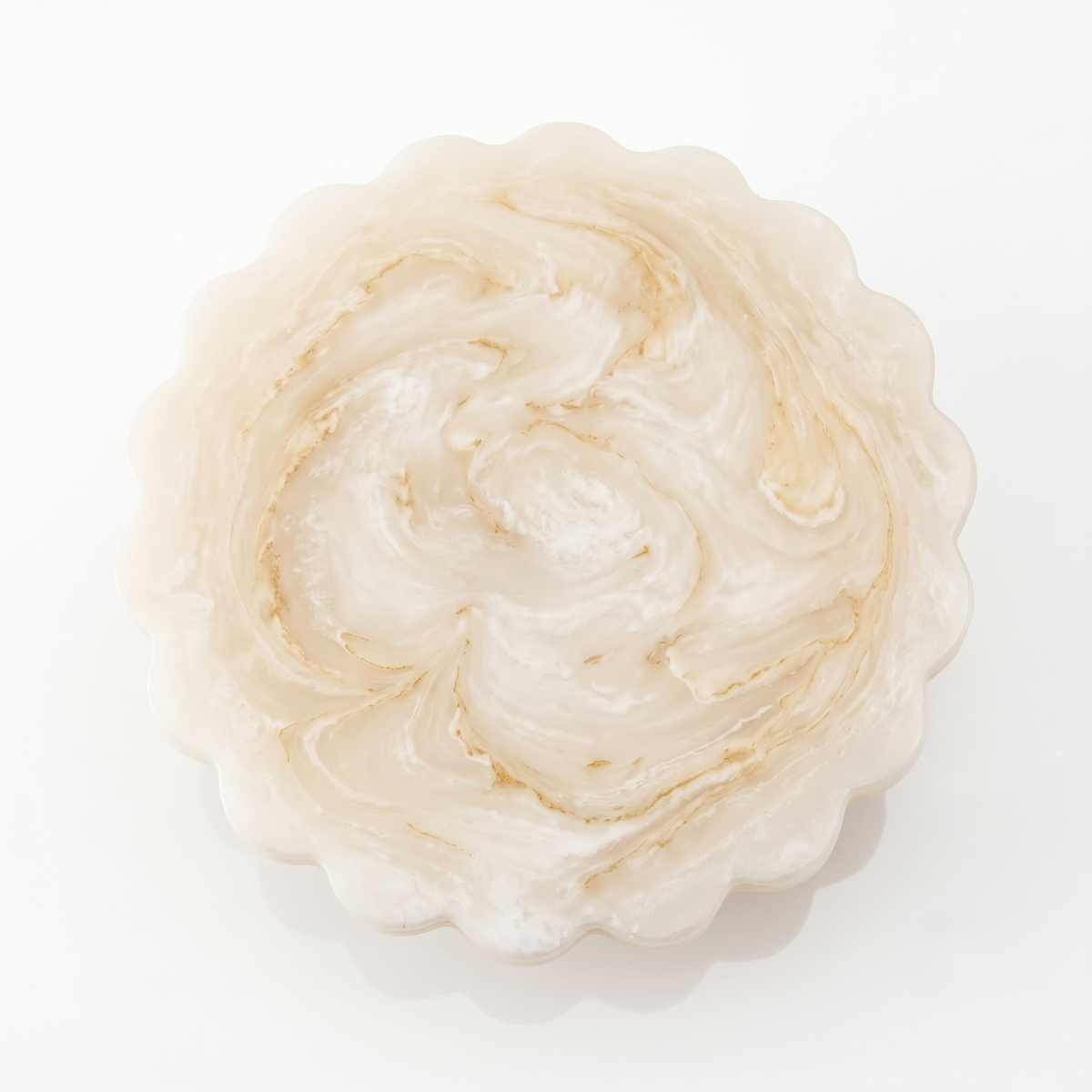 Vanilla Scalloped Pastry Stand | Hand-poured Resin | 7 Inch