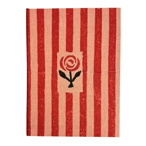 Handmade Paper Journal Notebook, Pink & Red Stripe - A5