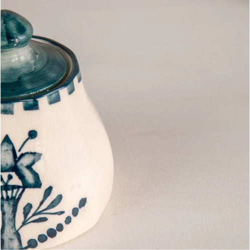Montane Handpainted Ceramic Sugar Pot - 7x7x10 Inches