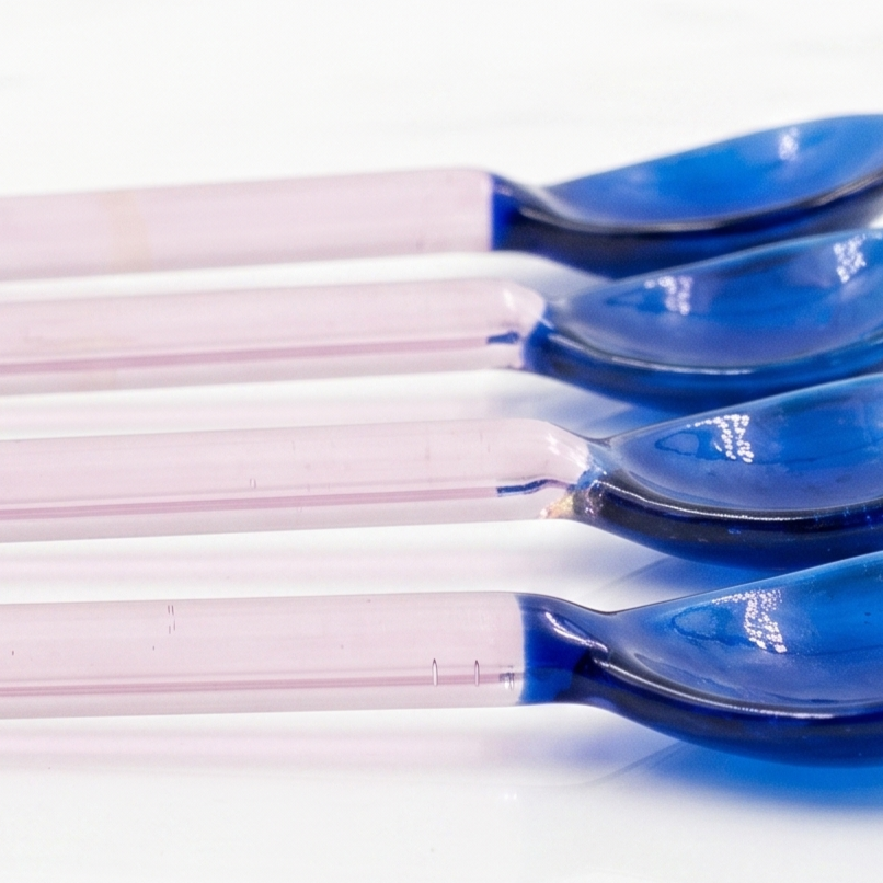 Blue Pink Glass Spoon | Borosilicate Glass  | Set of 4