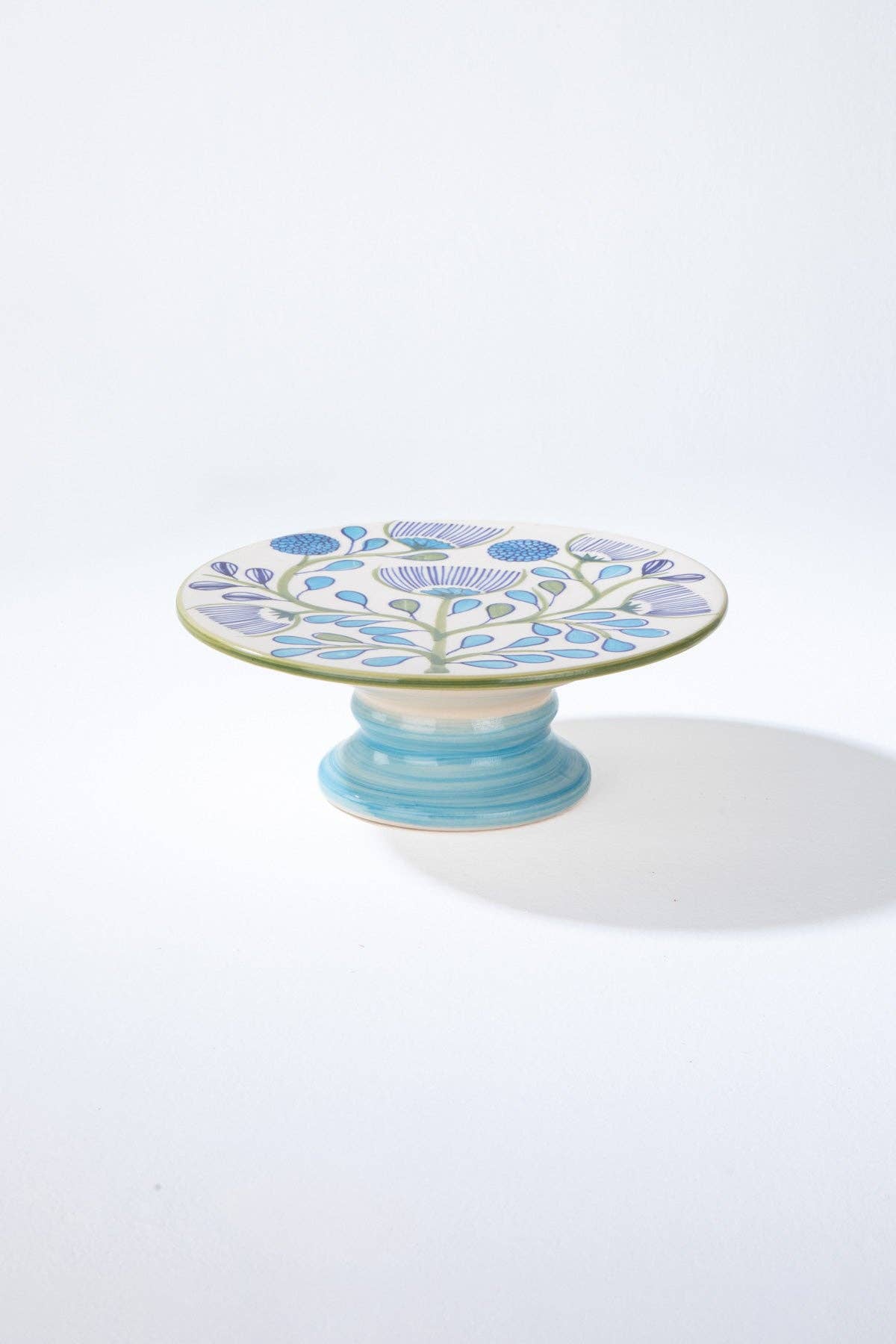 Liberty Blue Ceramic Cake Stand | Handcrafted | 10x10x4 In - Casa Amarosa