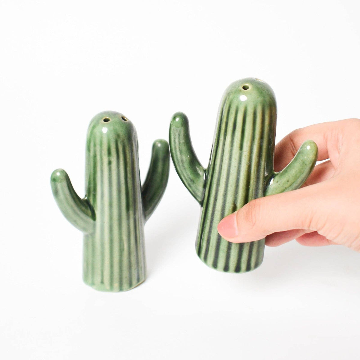 Green Cactus Salt & Pepper Shaker Set | 4 Inch